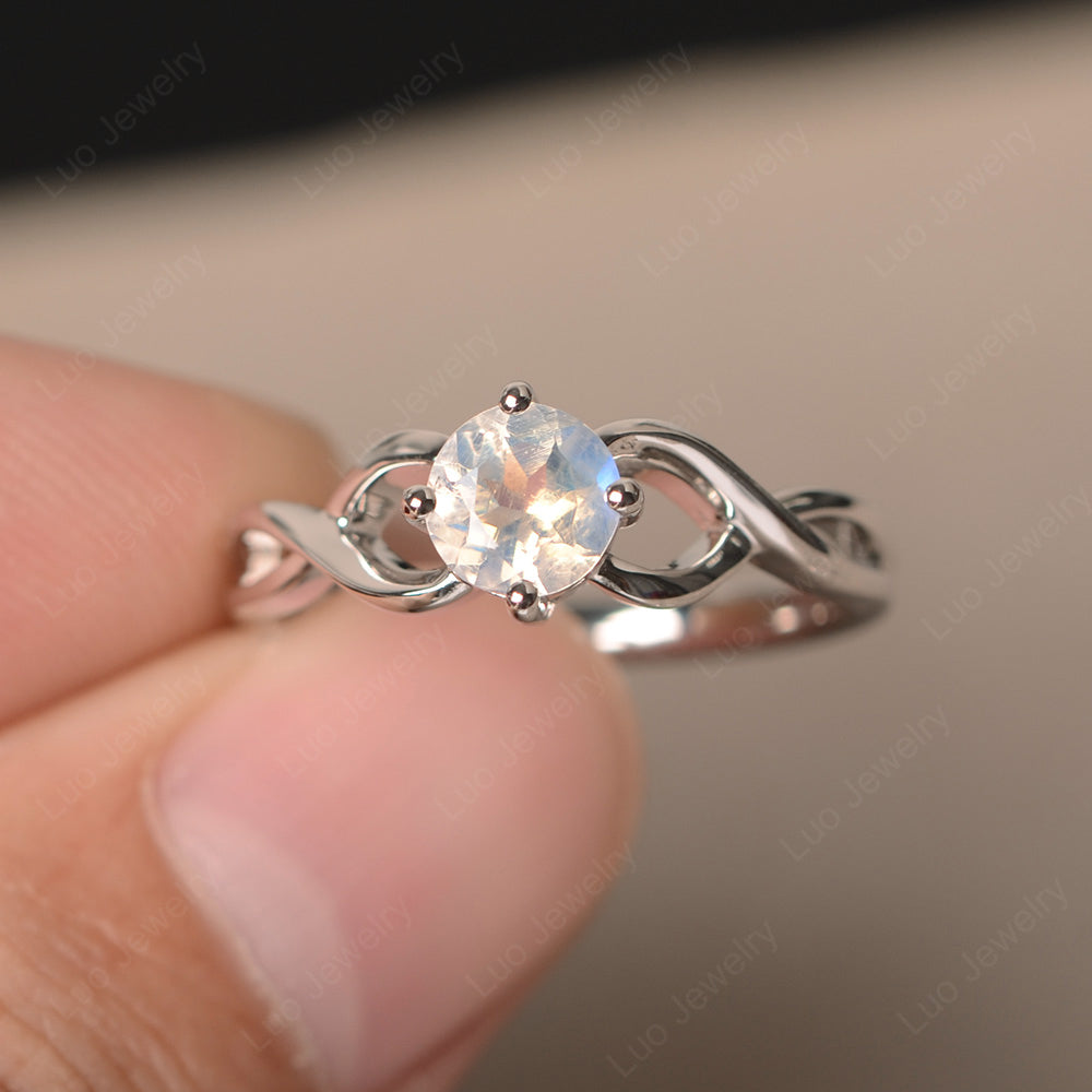 Kite Set Round Moonstone Solitaire Ring Gold - LUO Jewelry