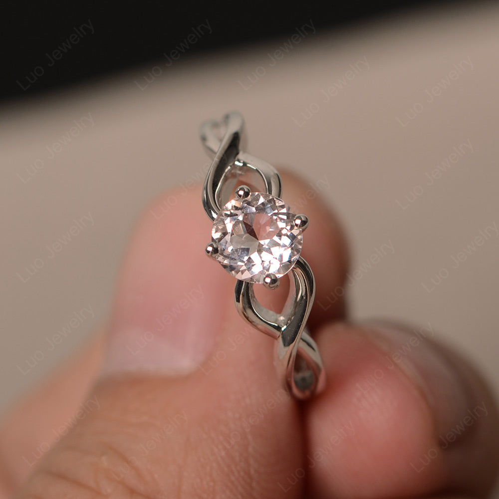Kite Set Round Morganite Solitaire Ring Gold - LUO Jewelry