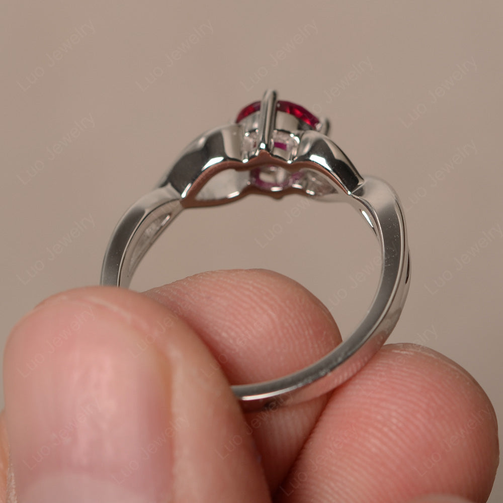 Kite Set Round Ruby Solitaire Ring Gold - LUO Jewelry