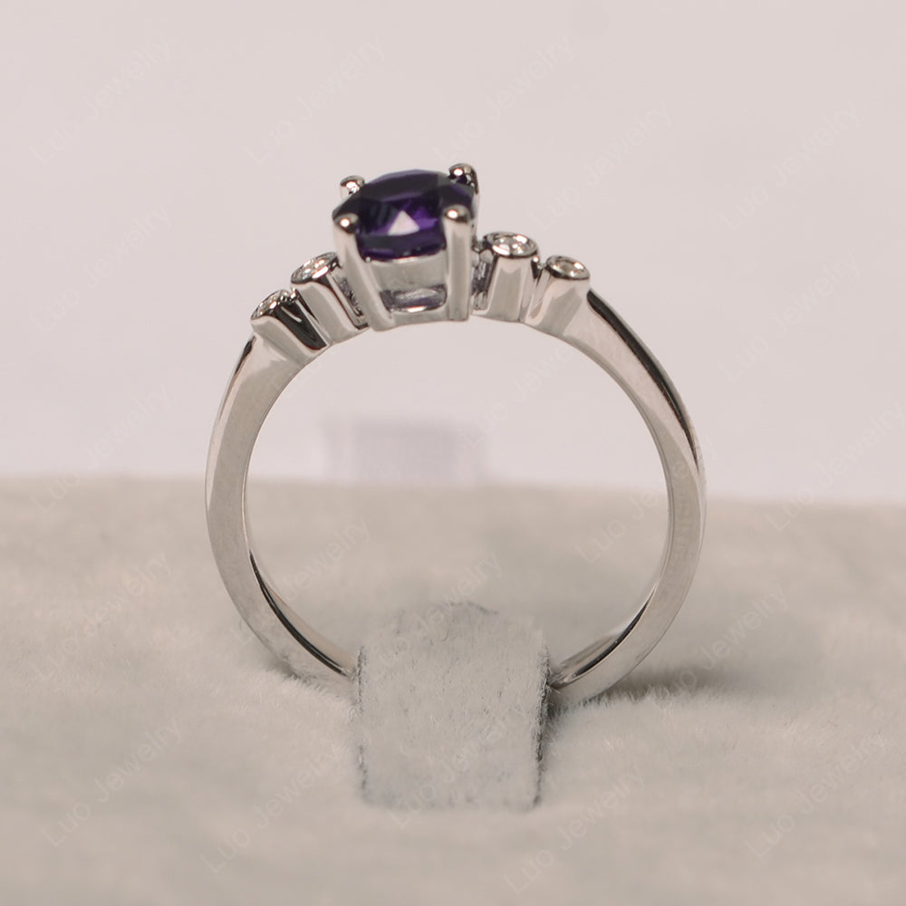 Amethyst Ring Round Cut Engagement Ring Gold - LUO Jewelry