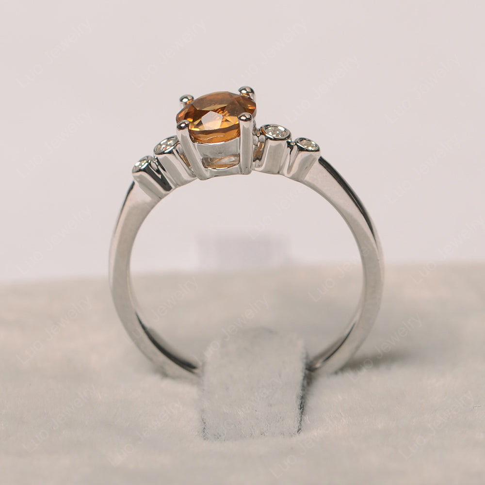 Citrine Ring Round Cut Engagement Ring Gold - LUO Jewelry