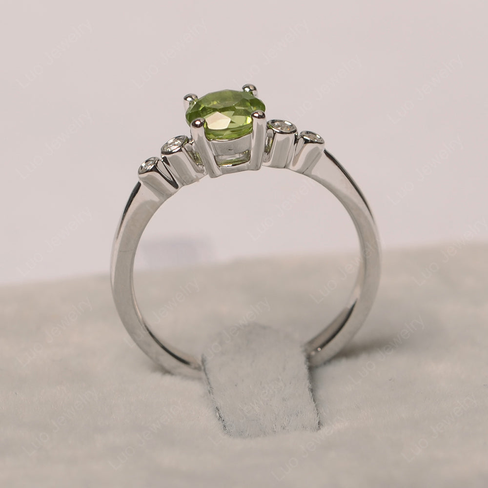 Peridot Ring Round Cut Engagement Ring Gold - LUO Jewelry