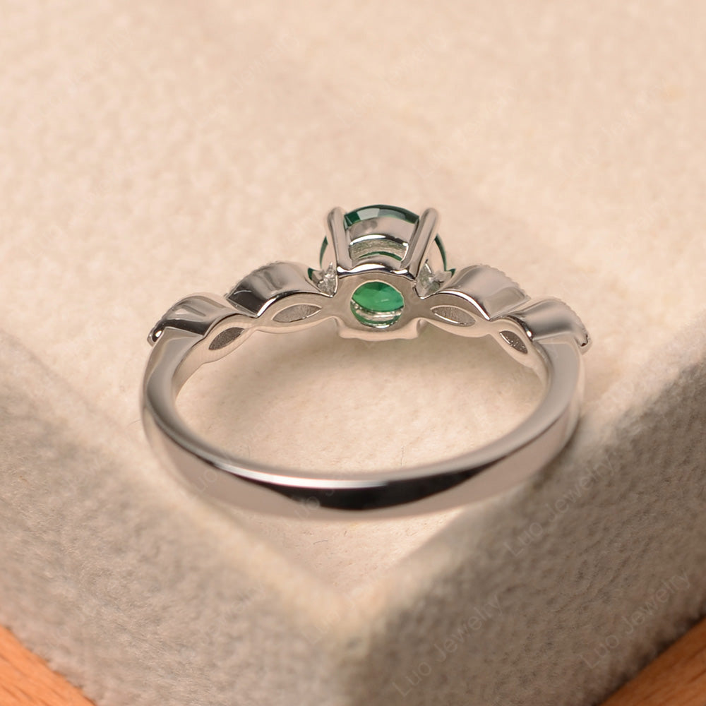 Lab Emerald Ring Round Cut Ring Art Deco - LUO Jewelry