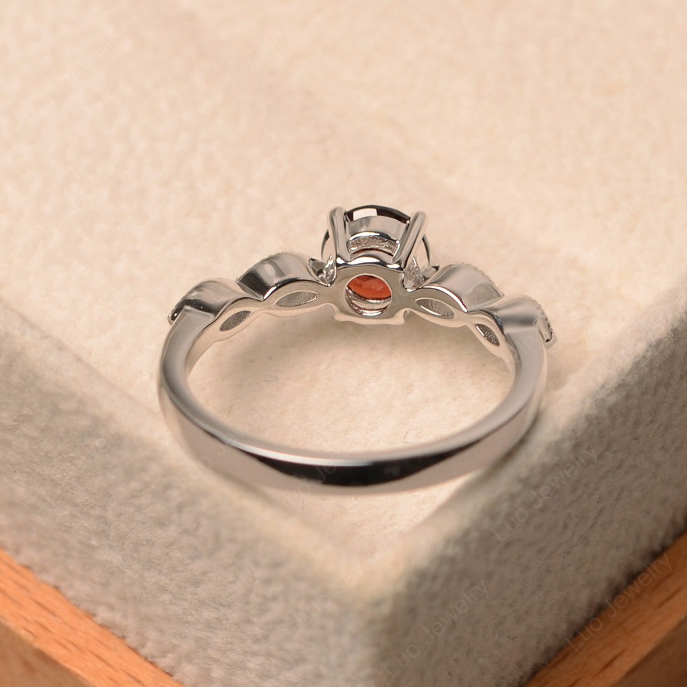 Garnet Ring Round Cut Ring Art Deco - LUO Jewelry