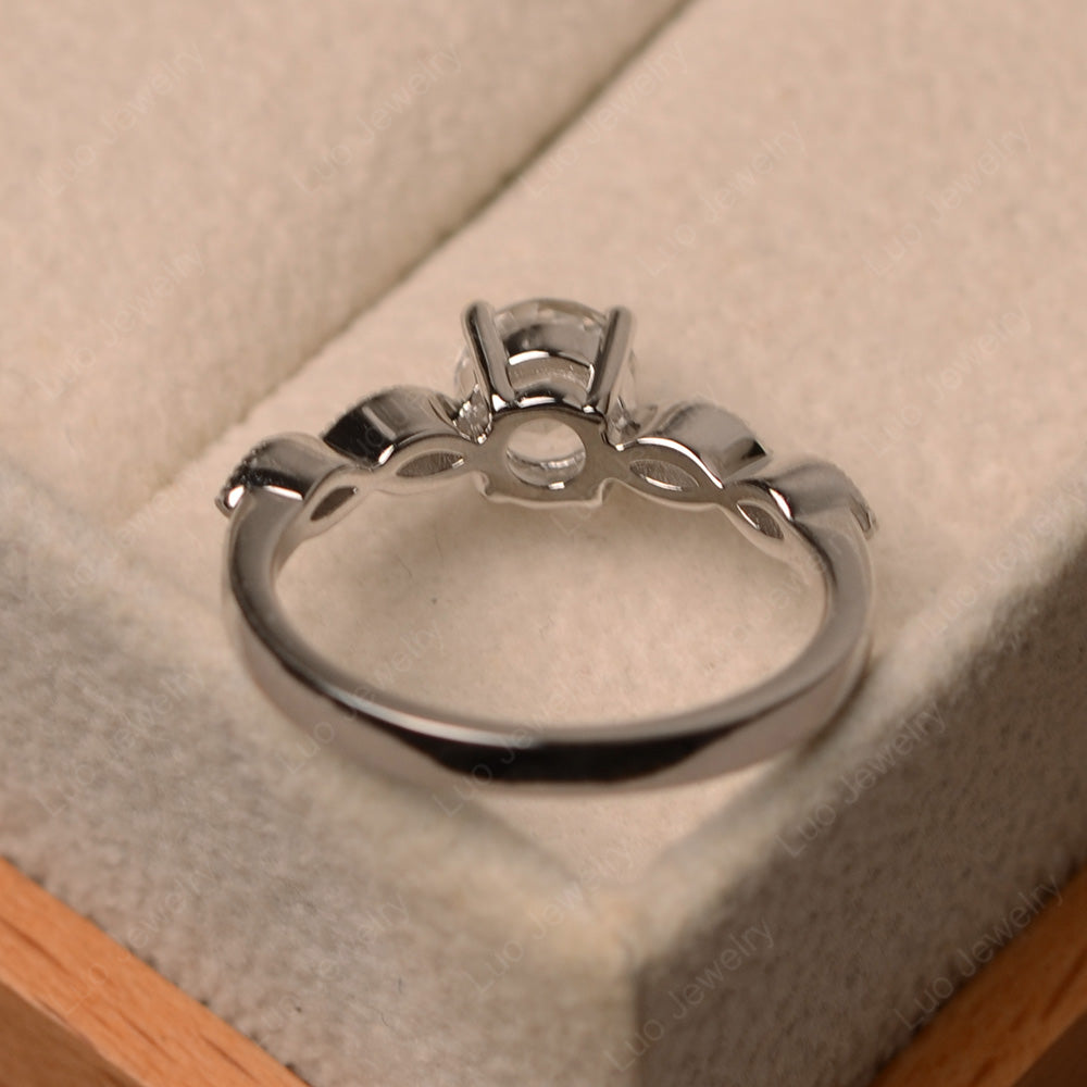 White Topaz Ring Round Cut Ring Art Deco - LUO Jewelry