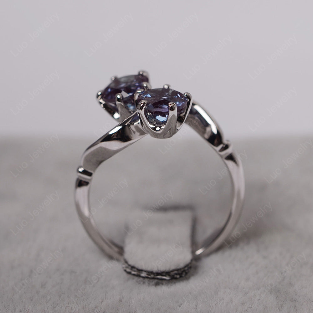 Alexandrite Ring 2 Stone Twist Ring - LUO Jewelry