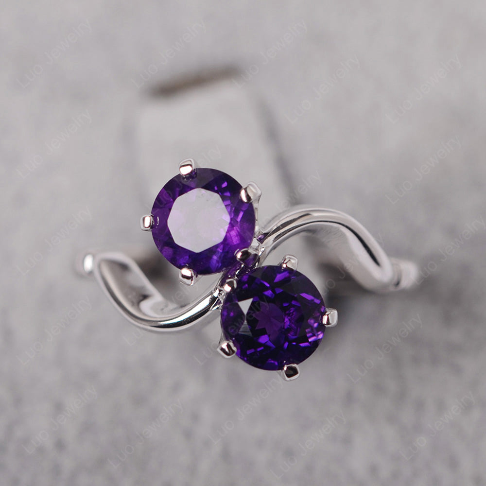 Amethyst Ring 2 Stone Twist Ring - LUO Jewelry