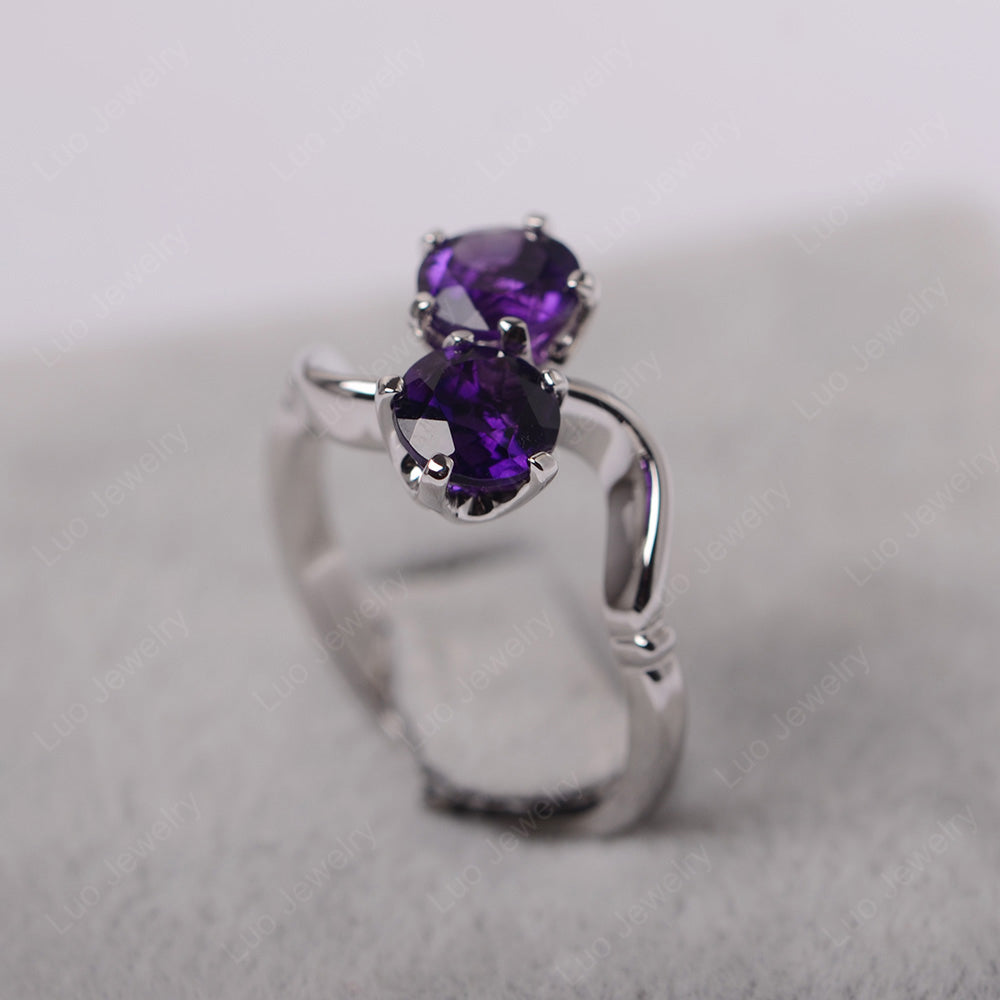 Amethyst Ring 2 Stone Twist Ring - LUO Jewelry