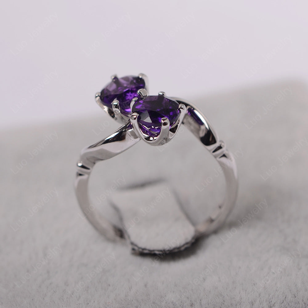 Amethyst Ring 2 Stone Twist Ring - LUO Jewelry