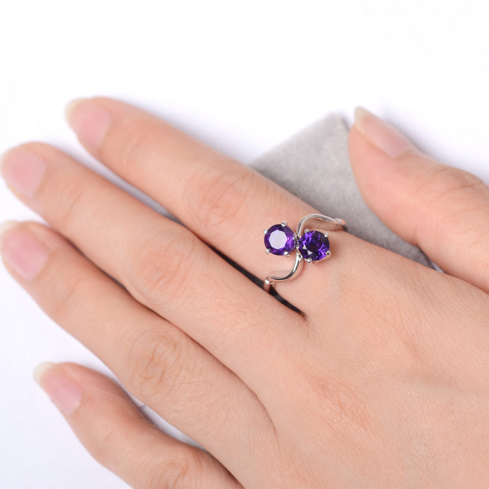 Amethyst Ring 2 Stone Twist Ring - LUO Jewelry