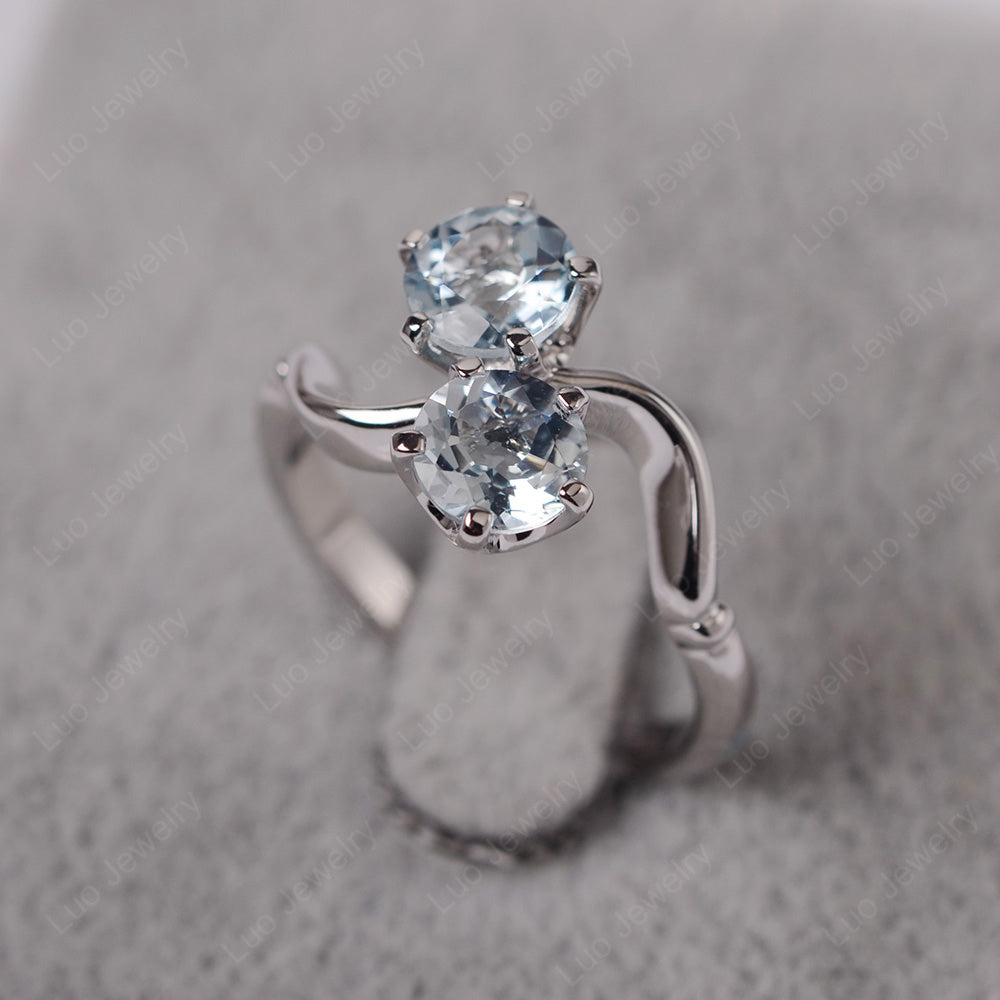 Aquamarine Ring 2 Stone Twist Ring - LUO Jewelry
