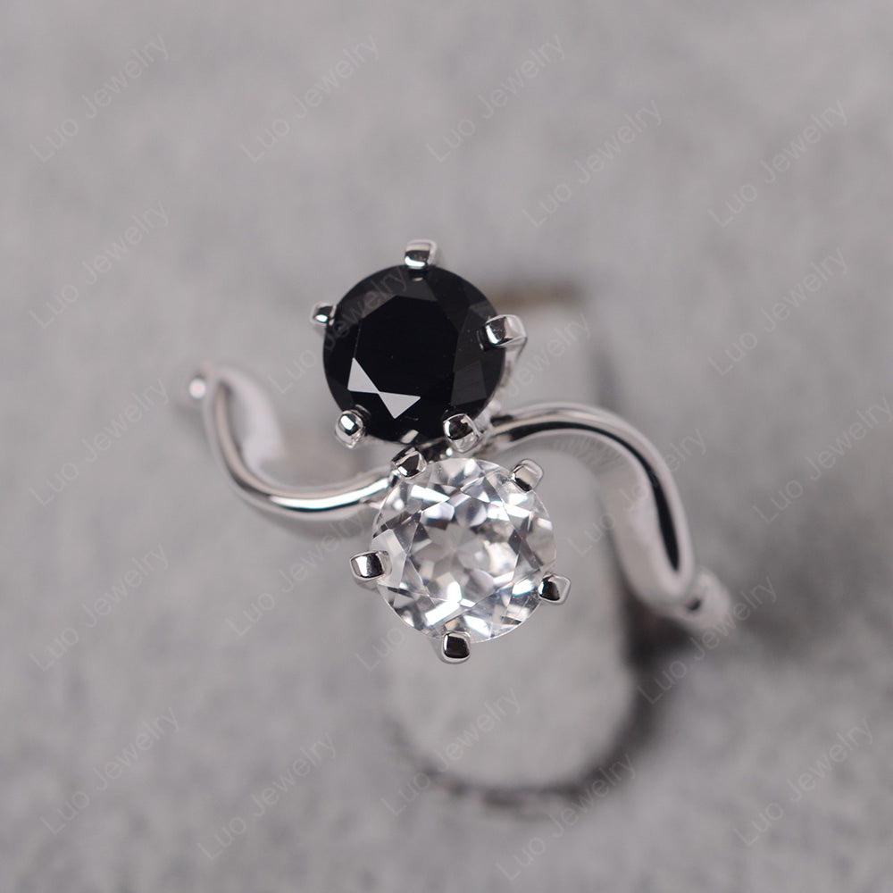 Black and White Engagement Ring - LUO Jewelry