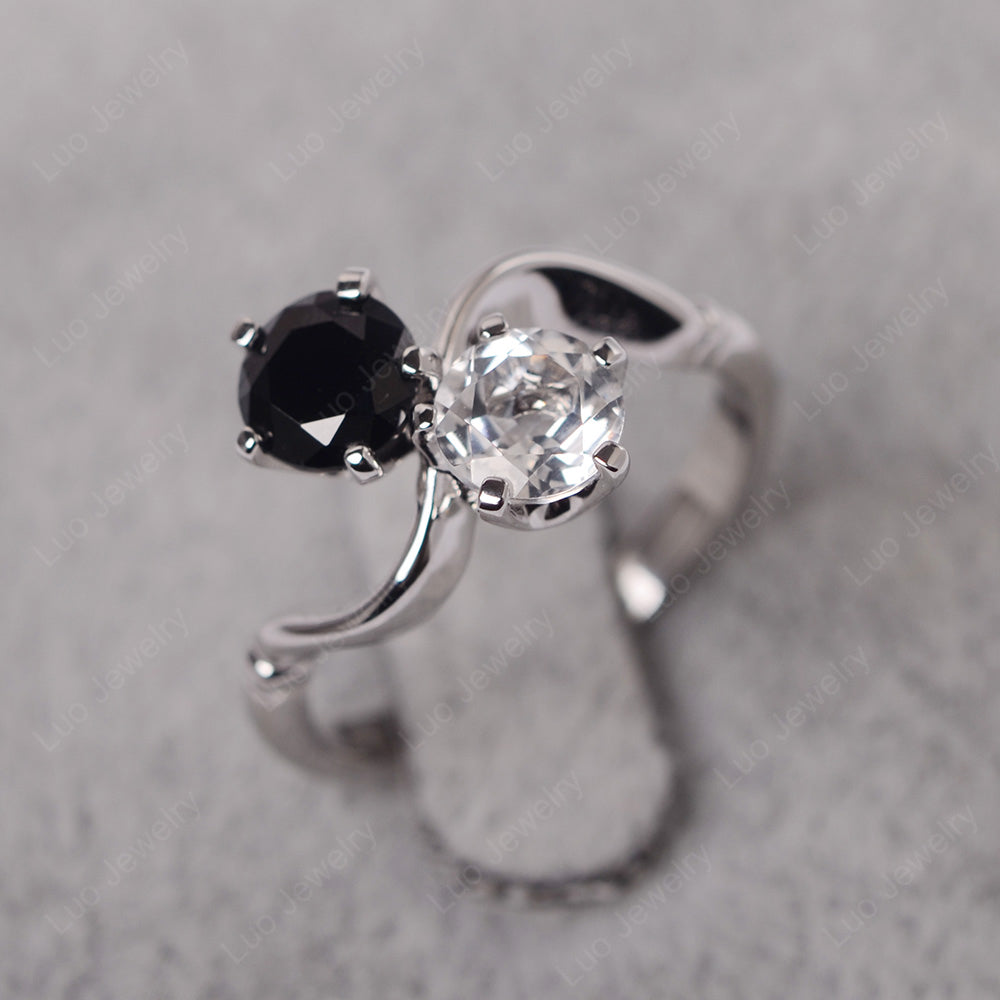 Black and White Engagement Ring - LUO Jewelry