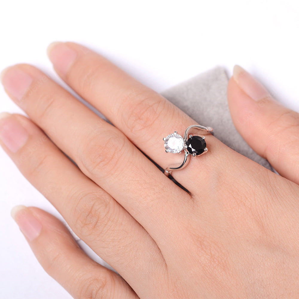 Black and White Engagement Ring - LUO Jewelry