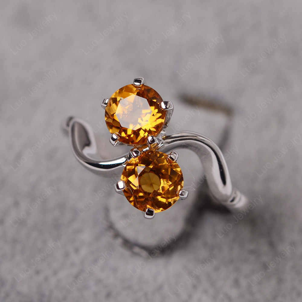 Citrine Ring 2 Stone Twist Ring - LUO Jewelry