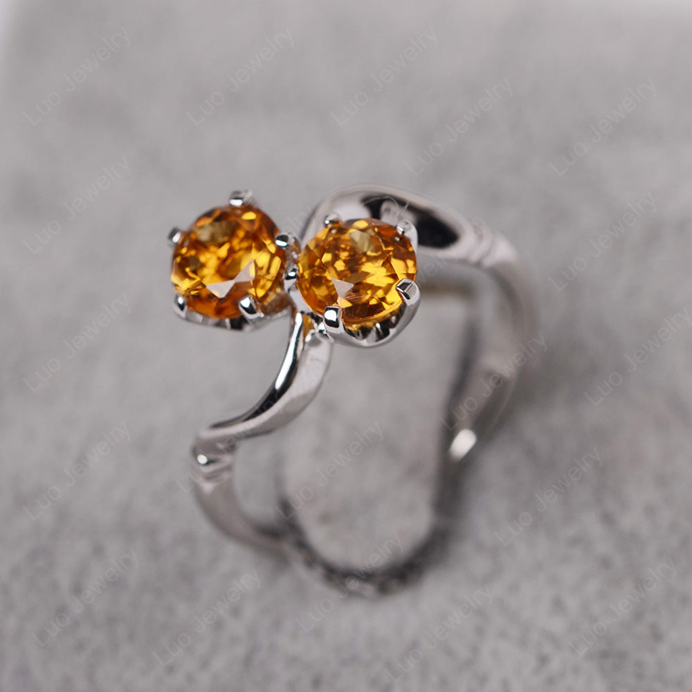 Citrine Ring 2 Stone Twist Ring - LUO Jewelry