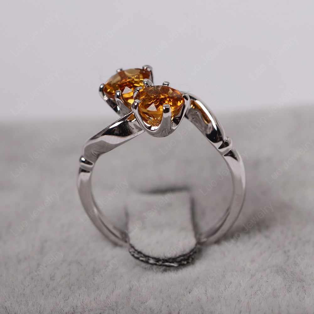 Citrine Ring 2 Stone Twist Ring - LUO Jewelry