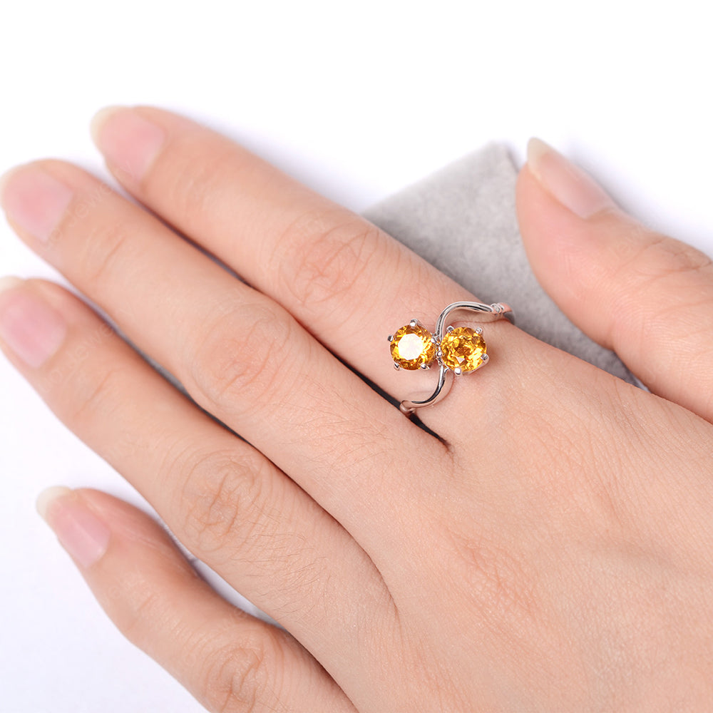 Citrine Ring 2 Stone Twist Ring - LUO Jewelry