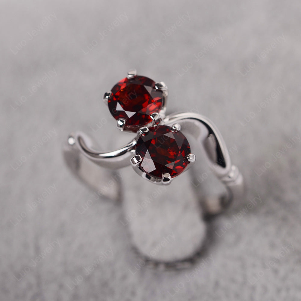 Garnet Ring 2 Stone Twist Ring - LUO Jewelry