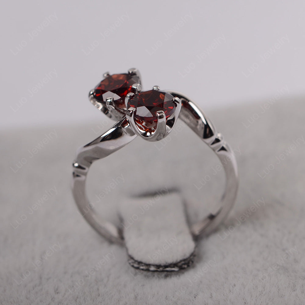 Garnet Ring 2 Stone Twist Ring - LUO Jewelry