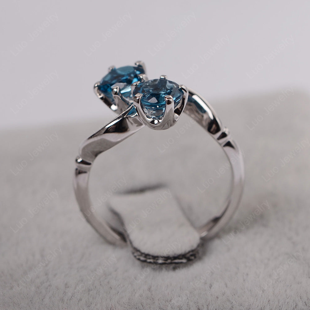 London Blue Topaz Ring 2 Stone Twist Ring - LUO Jewelry
