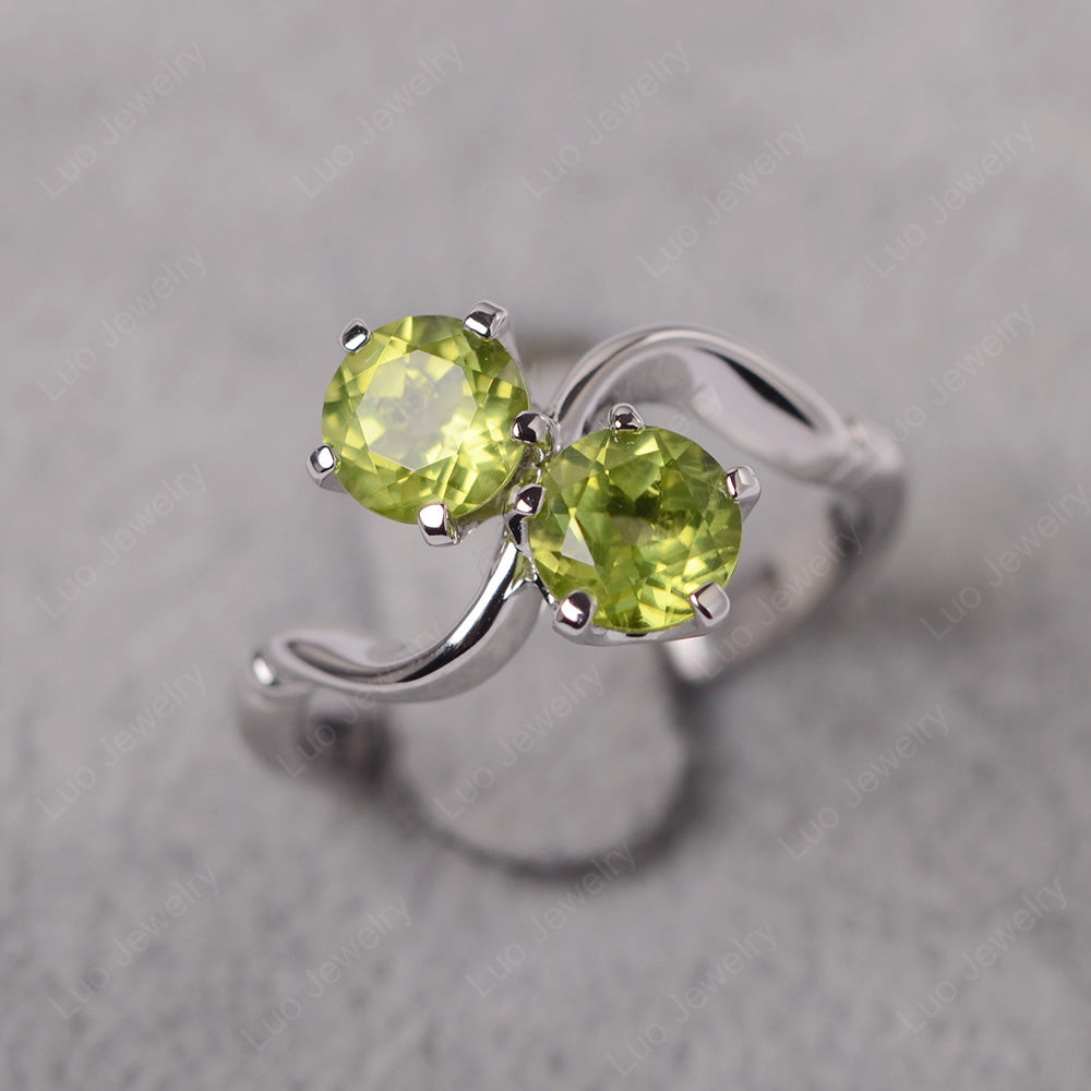 Peridot Ring 2 Stone Twist Ring - LUO Jewelry