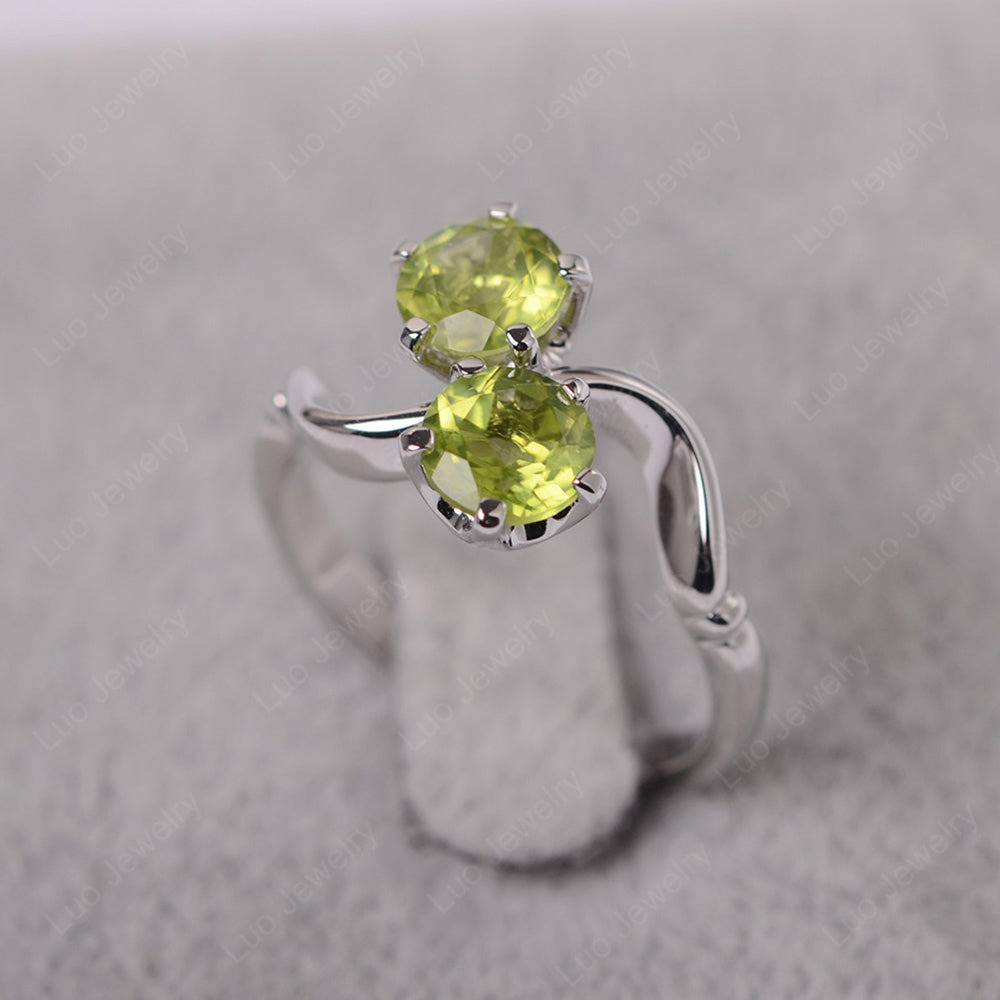 Peridot Ring 2 Stone Twist Ring - LUO Jewelry