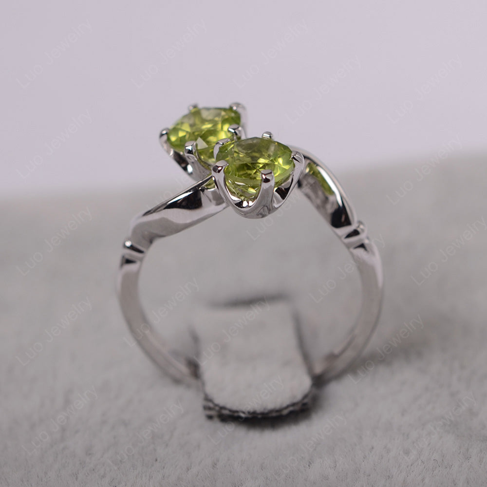 Peridot Ring 2 Stone Twist Ring - LUO Jewelry