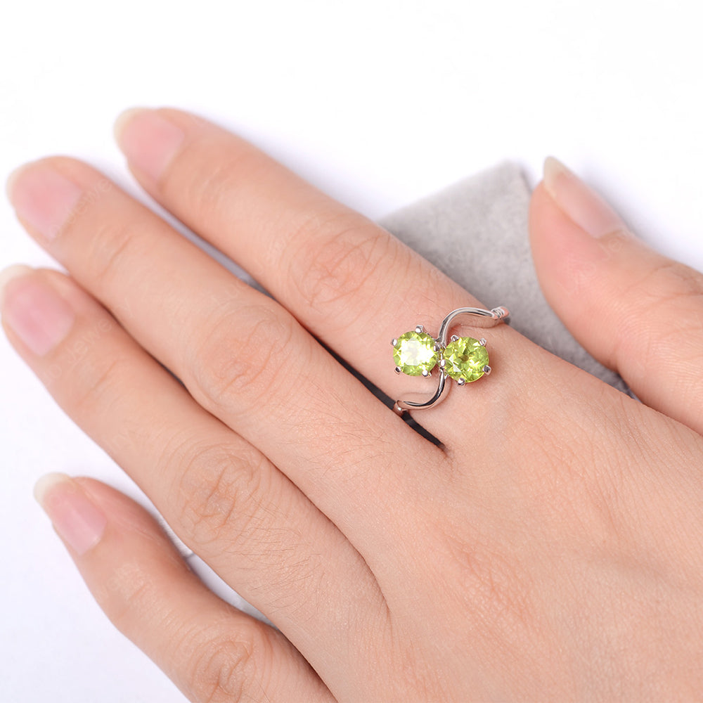 Peridot Ring 2 Stone Twist Ring - LUO Jewelry