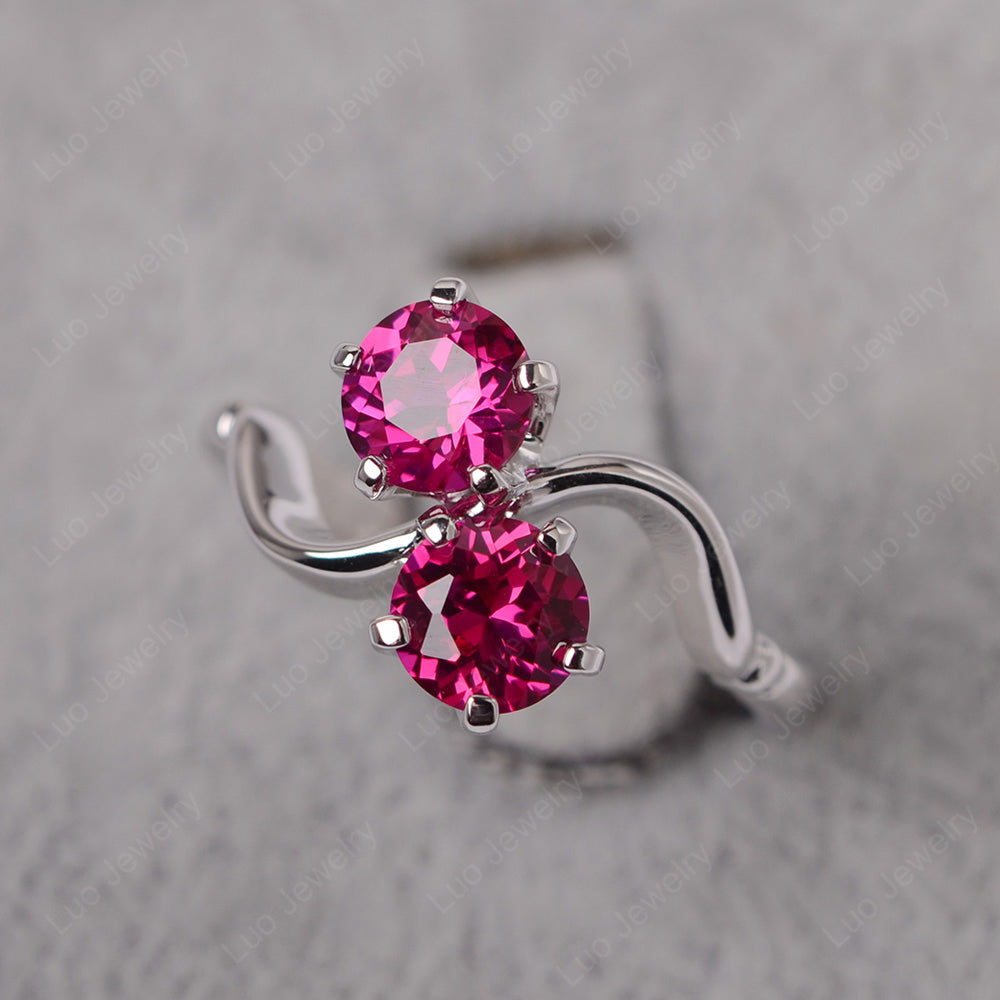 Ruby Ring 2 Stone Twist Ring - LUO Jewelry