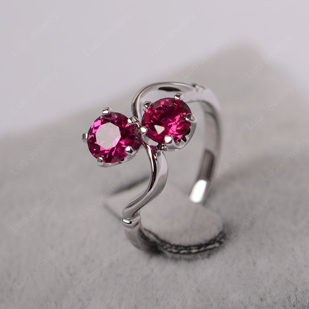 Ruby Ring 2 Stone Twist Ring - LUO Jewelry