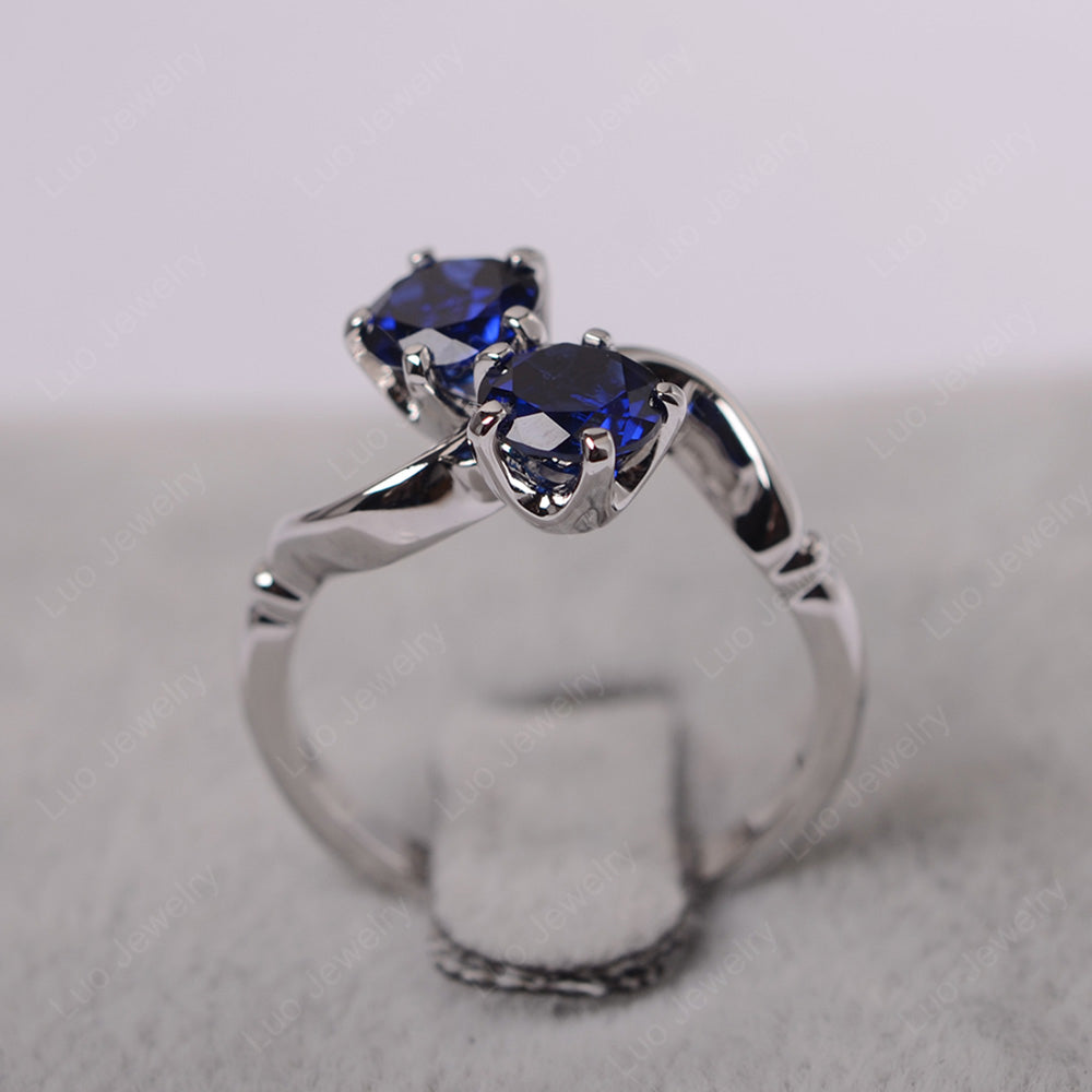 Lab Sapphire Ring 2 Stone Twist Ring - LUO Jewelry