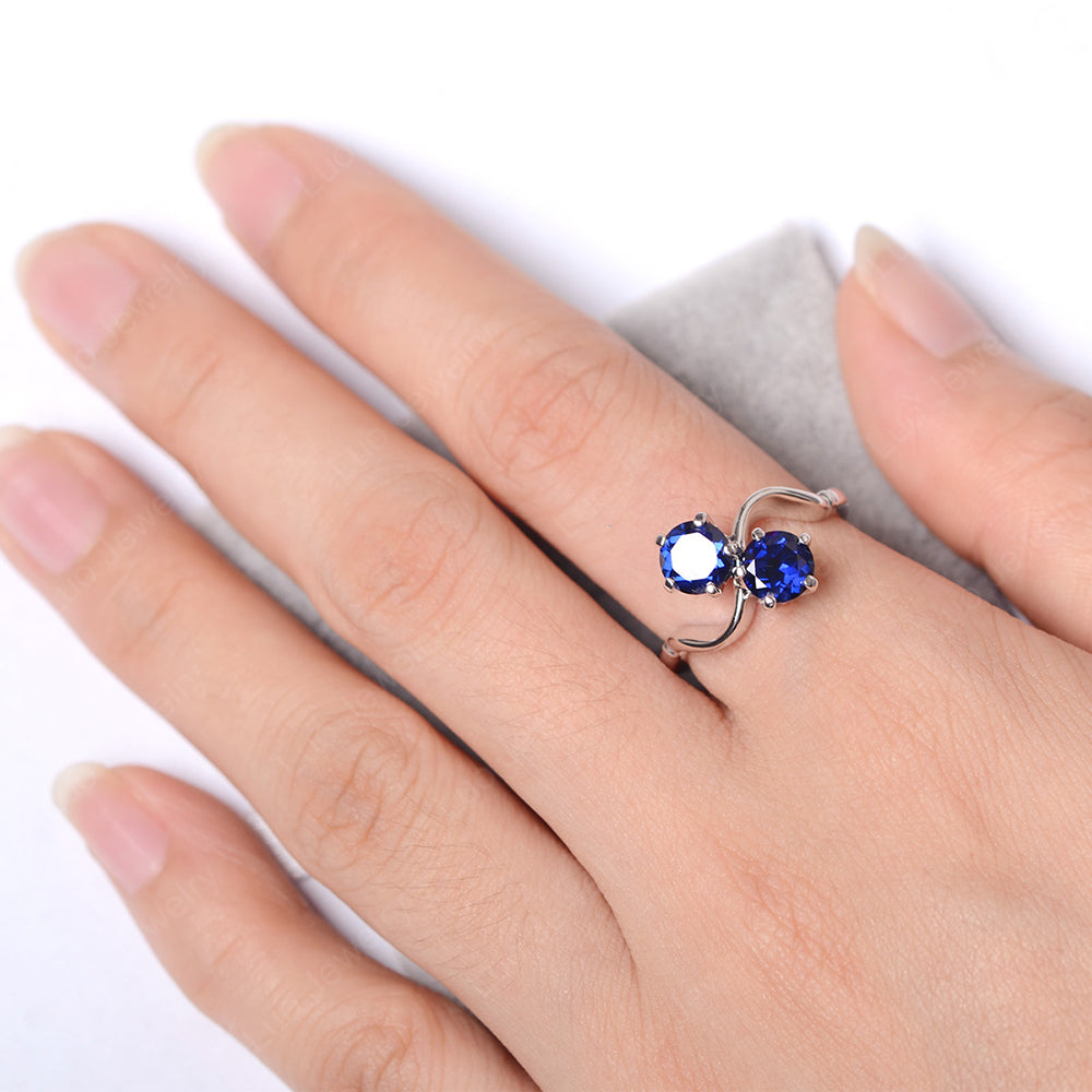 Lab Sapphire Ring 2 Stone Twist Ring - LUO Jewelry