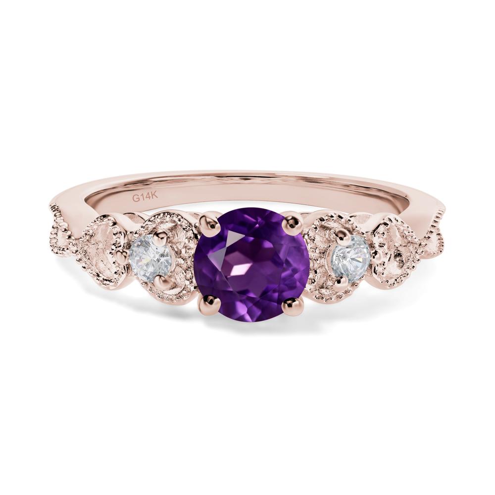 Amethyst Vintage Style Engagement Ring - LUO Jewelry #metal_14k rose gold