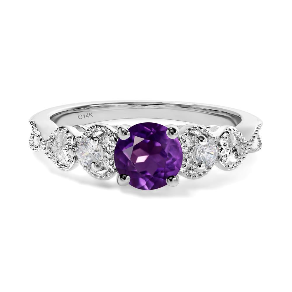 Amethyst Vintage Style Engagement Ring - LUO Jewelry #metal_14k white gold