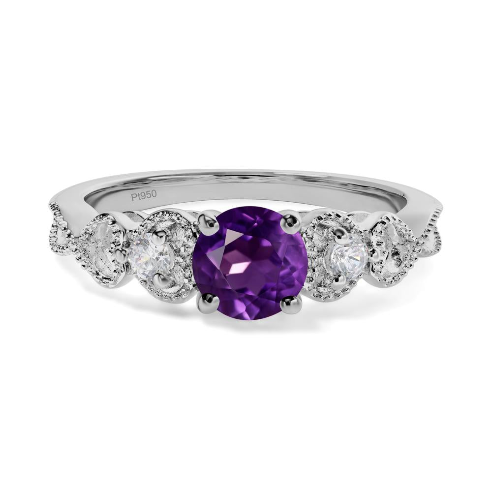 Amethyst Vintage Style Engagement Ring - LUO Jewelry #metal_platinum
