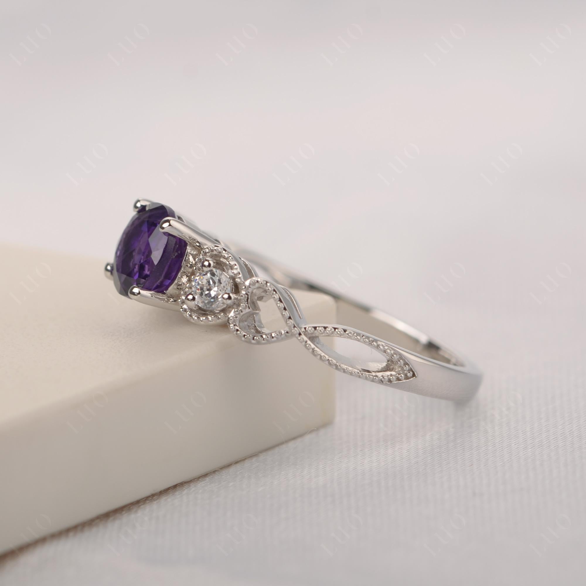Amethyst Vintage Style Engagement Ring - LUO Jewelry