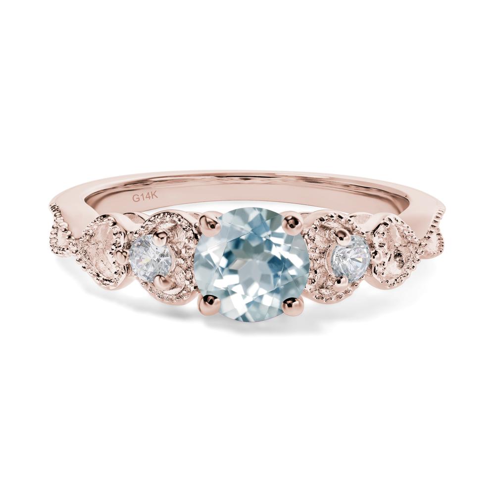 Aquamarine Vintage Style Engagement Ring - LUO Jewelry #metal_14k rose gold