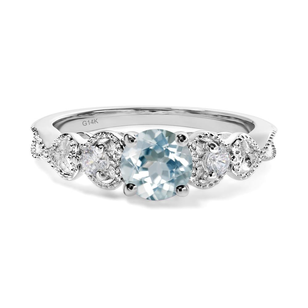 Aquamarine Vintage Style Engagement Ring - LUO Jewelry #metal_14k white gold