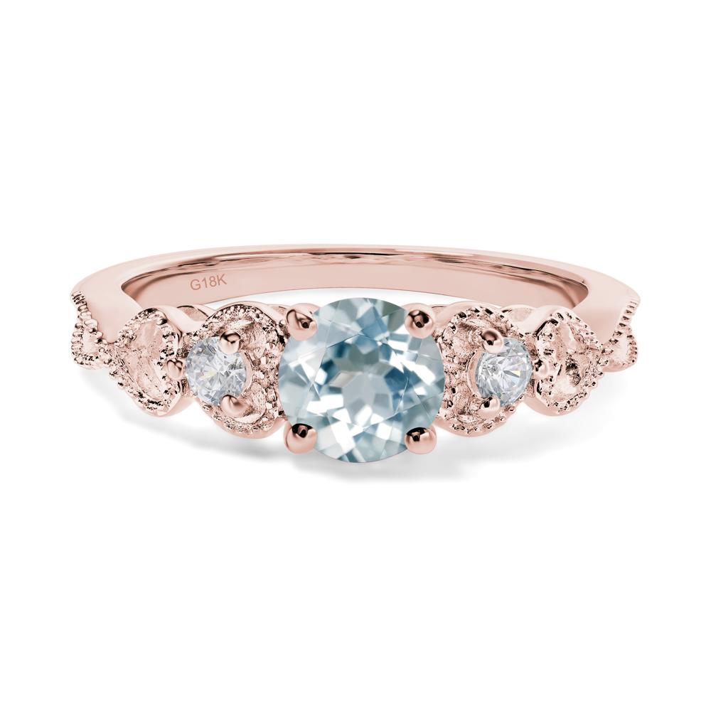 Aquamarine Vintage Style Engagement Ring - LUO Jewelry #metal_18k rose gold
