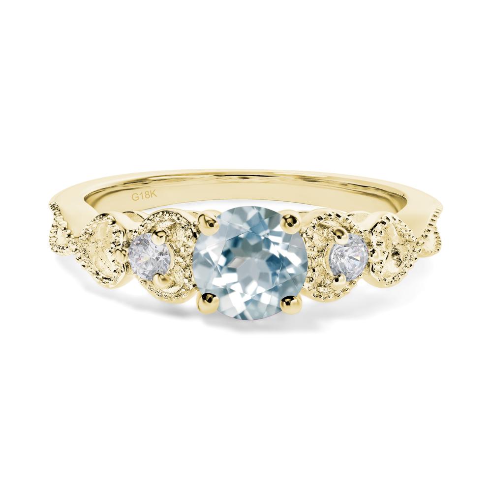 Aquamarine Vintage Style Engagement Ring - LUO Jewelry #metal_18k yellow gold