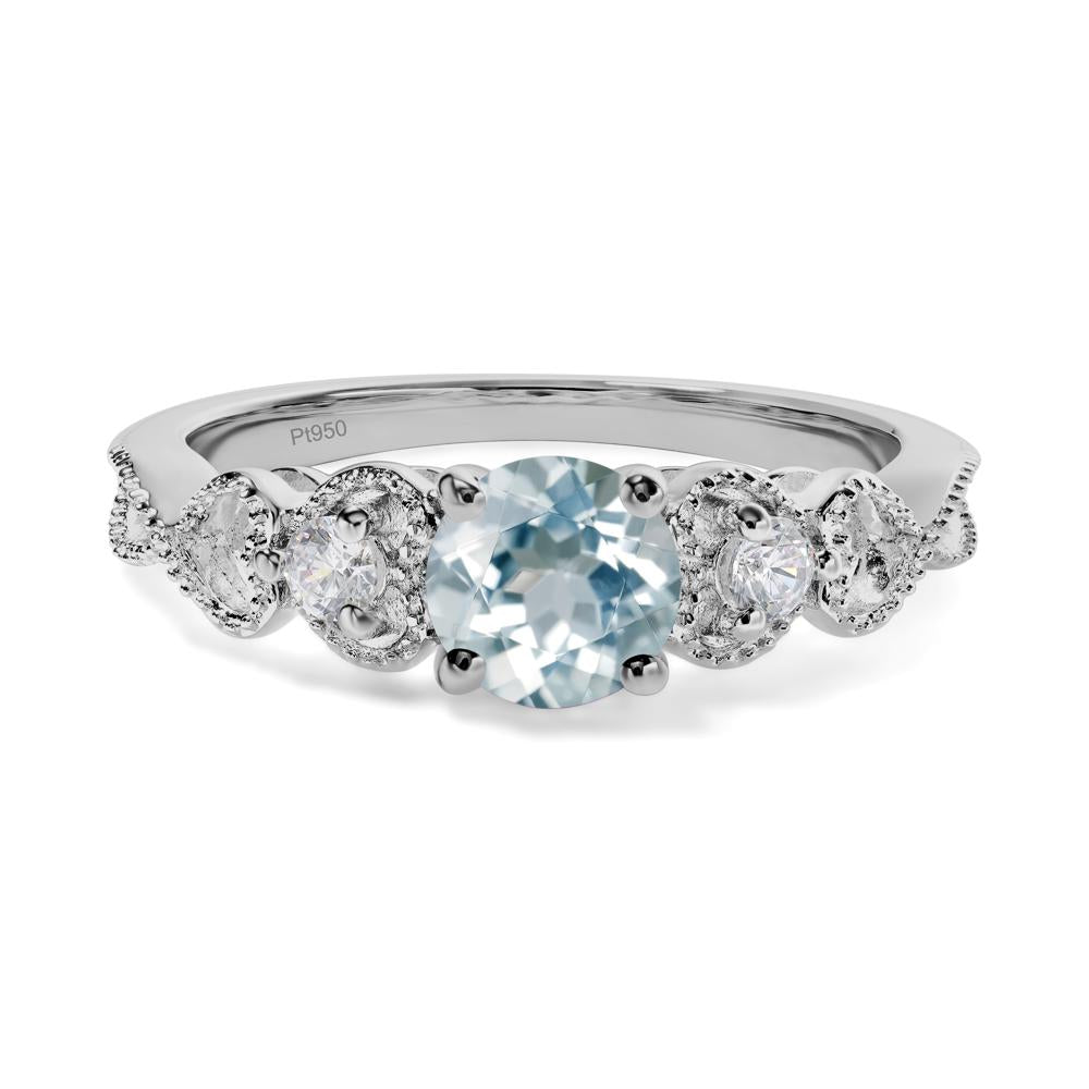 Aquamarine Vintage Style Engagement Ring - LUO Jewelry #metal_platinum