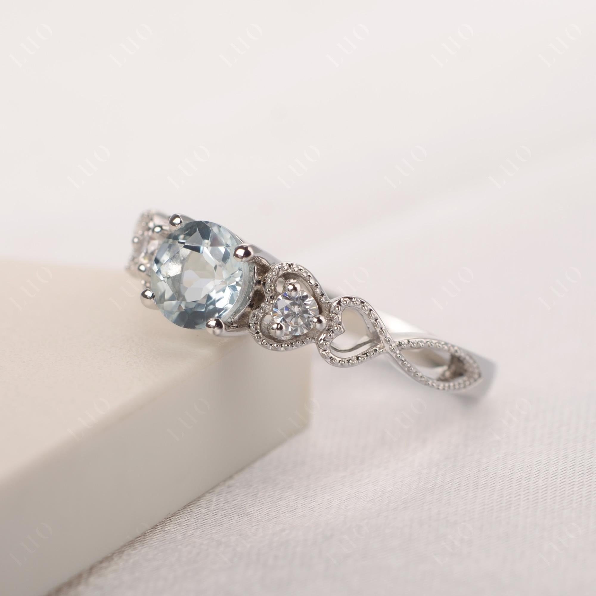 Aquamarine Vintage Style Engagement Ring - LUO Jewelry
