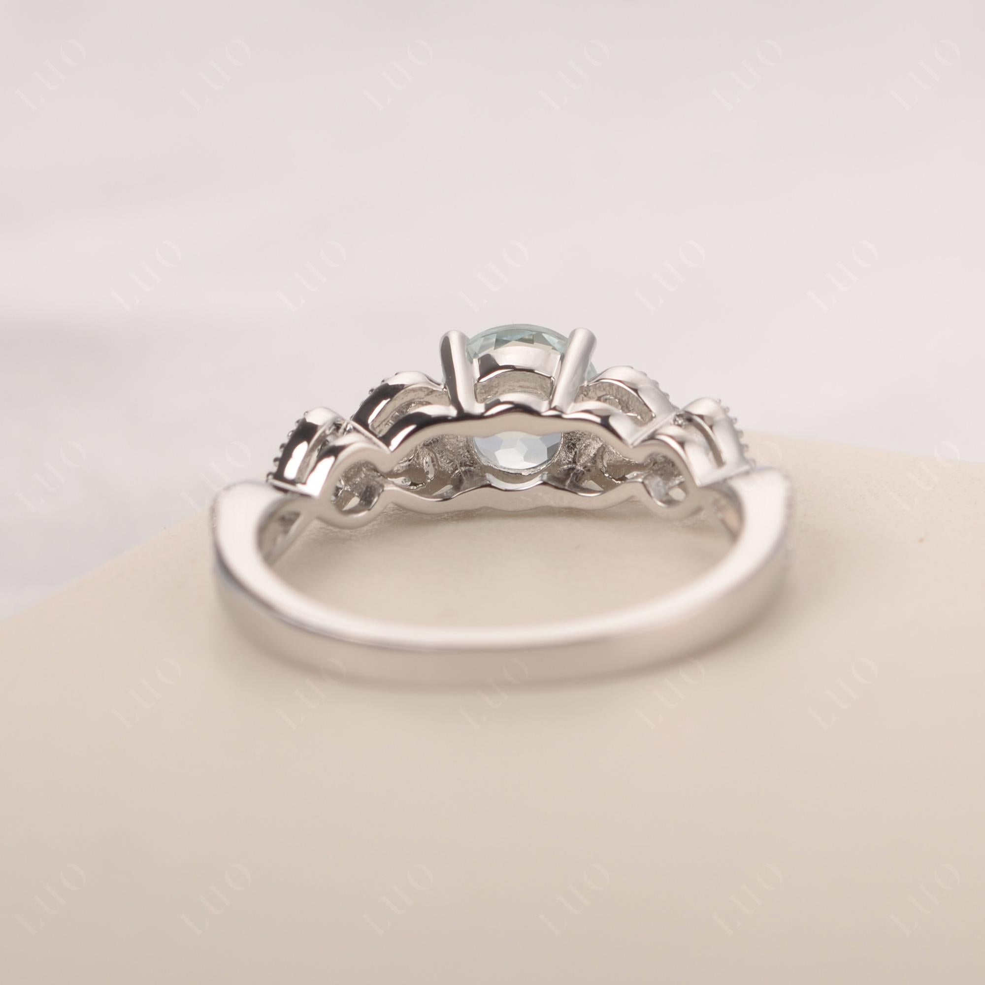 Aquamarine Vintage Style Engagement Ring - LUO Jewelry