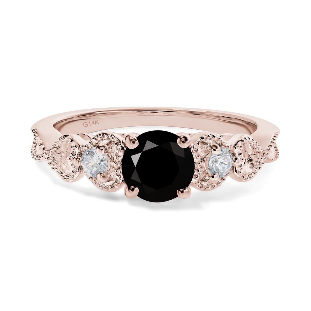 Black Stone Vintage Style Engagement Ring - LUO Jewelry #metal_14k rose gold