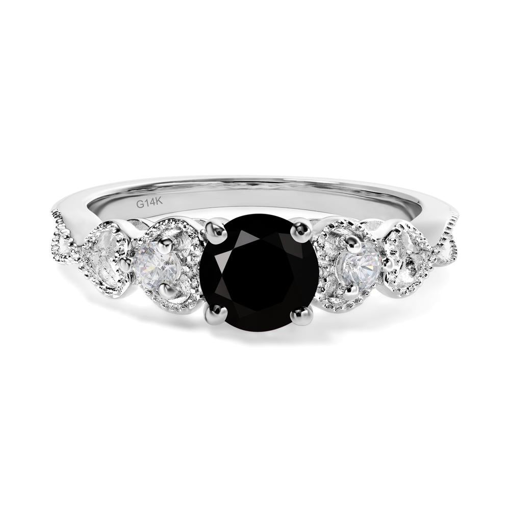 Black Stone Vintage Style Engagement Ring - LUO Jewelry #metal_14k white gold