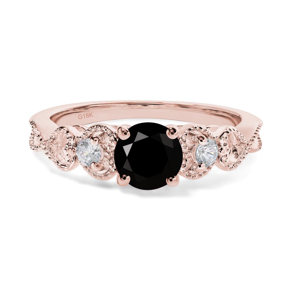 Black Stone Vintage Style Engagement Ring - LUO Jewelry #metal_18k rose gold