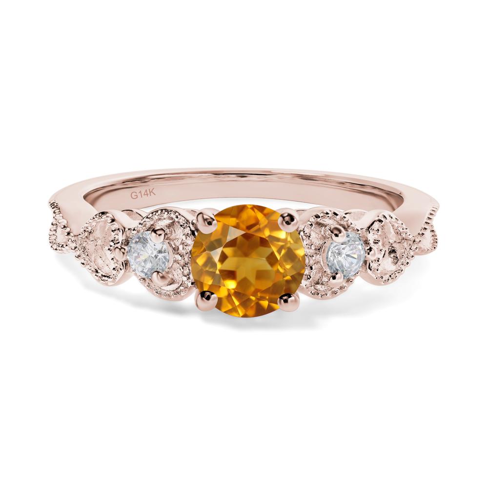 Citrine Vintage Style Engagement Ring - LUO Jewelry #metal_14k rose gold