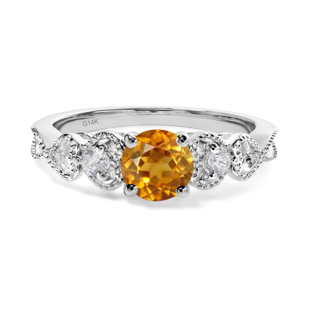 Citrine Vintage Style Engagement Ring - LUO Jewelry #metal_14k white gold