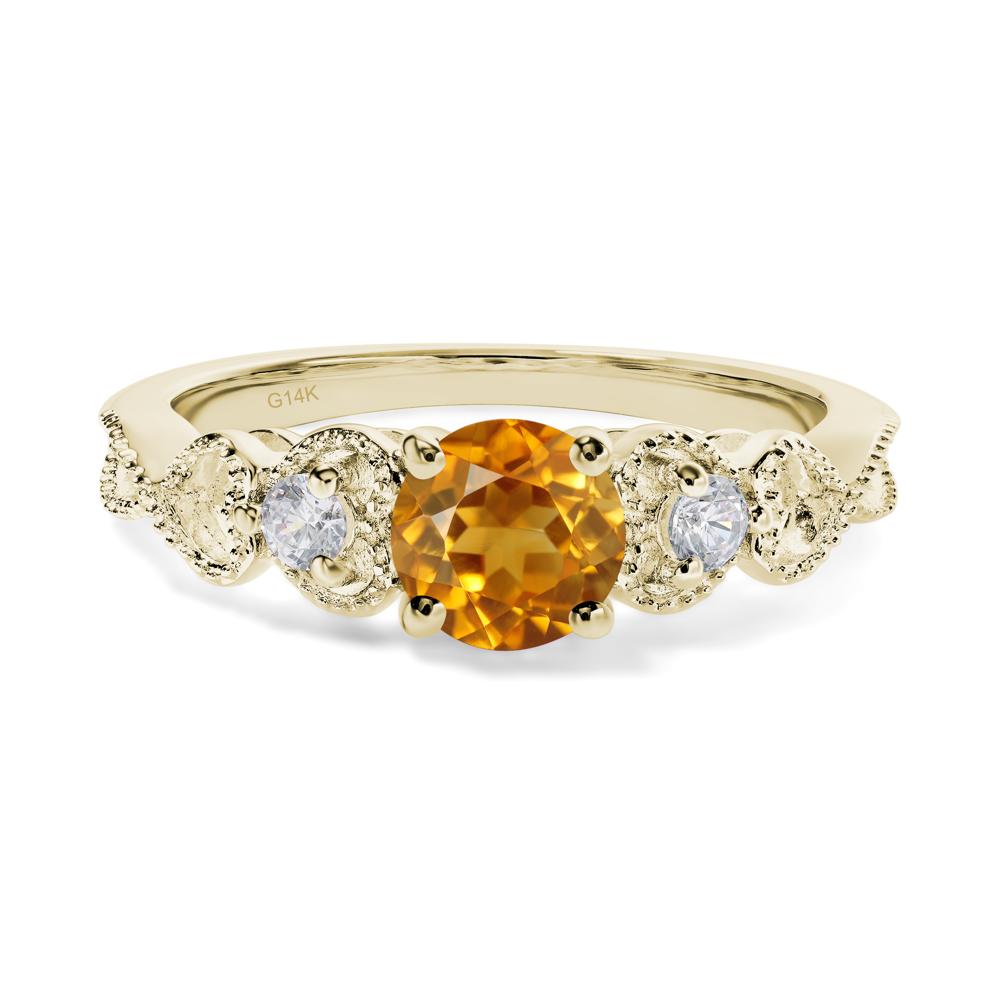 Citrine Vintage Style Engagement Ring - LUO Jewelry #metal_14k yellow gold